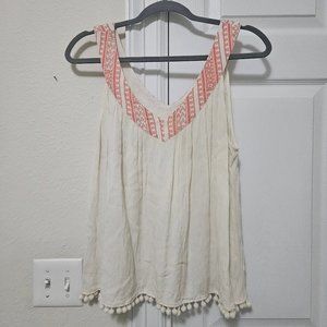 Umgee USA White Tank Top with Coral Details